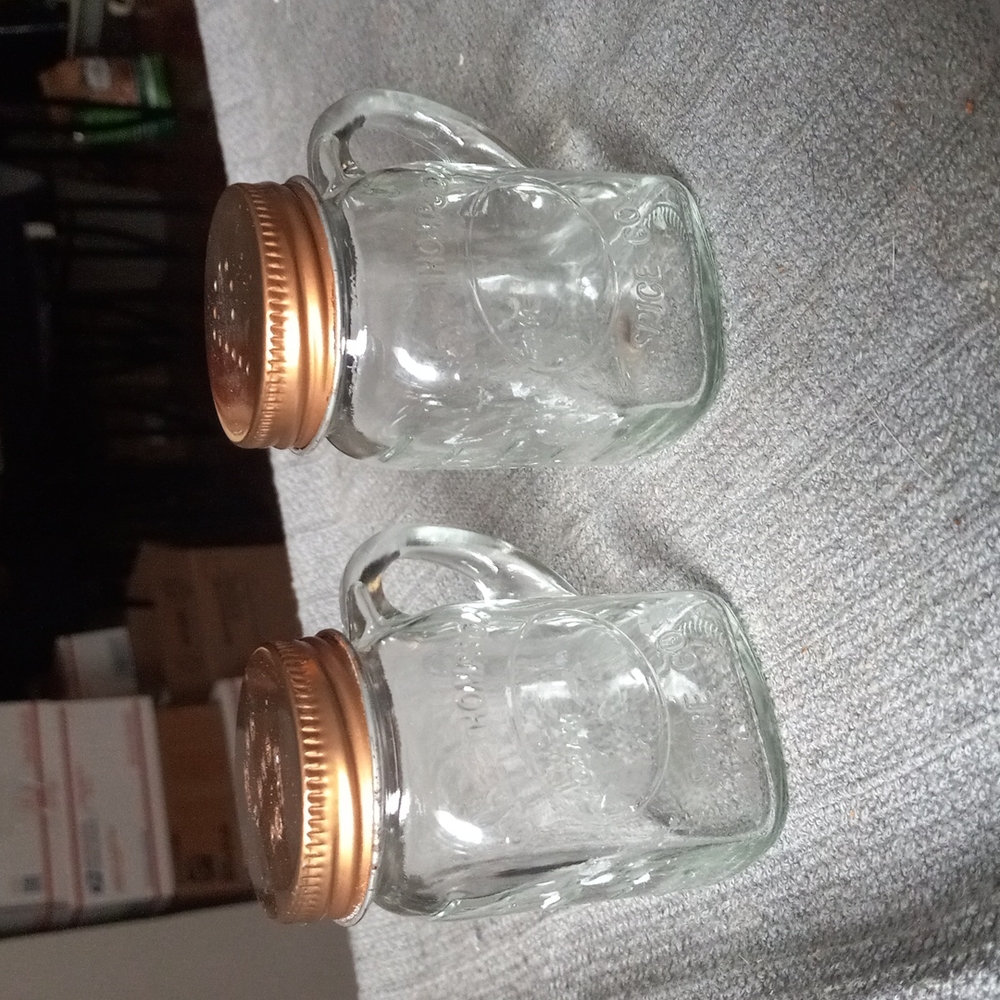 Mini Mason Jar Salt and Pepper shakers.